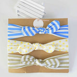 HULIANFU 3pcs Cotton Elastic Knot Headbands for Women Baby Girls Bow headband Baby Shower baptism Colorful Face Wash Hair accessories