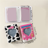 HULIANFU Lovely Bear photo album 3 Inch Love Heart Hollow Kpop Card Binder Name Card Book Photo Album Card Photocard ID Holder 40 Pockets