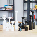 HULIANFU White Black Wooden Candle Holder Nice Minimalist Geometric Beech Shaped Candle Art Decoration Candle Seat