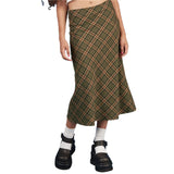 Hulianfu Women's Harajuku E-Girl 90S High Waist Tie-dye Midi Skirt,A-Line Bodycon Long Pencil Y2K Green Printed Vintage Skirt