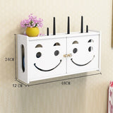 HULIANFU Large Wireless Wifi Router Storage Box PVC Density Panel Shelf Wall Hanging Board Bracket Cable  Organizer Home Decor