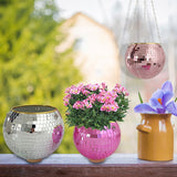 HULIANFU Retro Disco Ball Planter Basket Round Mirror Hanging Pot flower pot Wall Planter Pot Hangin Vase Desktop Decoration Balcony Vase