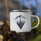 HULIANFU Night Forest Mountain Print Enamel Creative Coffee Tea Water  Milk Cups Camping Mugs Handle Drinkware Vacation Hiking Mug Gifts
