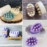 HULIANFU New 4 Cavity 3D Handmade Silicone Soap Molds Massage Therapy Bar Making Mould Tools DIY Oval Shape Soaps Resin Crafts