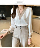Long Sleeve White Blouse Tops Blouse Women Blusas Mujer De Moda hulianfu Embroidery V-Neck Chiffon Blouse Shirt Women Blouses E226