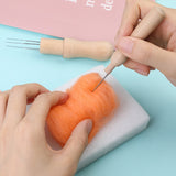 HULIANFU RORGETO Wool Felting Needles Awl Craft DIY Tools Solid Wooden Handle Holder Single and Multi Fine Needle for Creative Felting