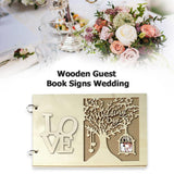 HULIANFU Wedding Guest Book Wooden Heart Hollow Engagement Guestbook Name Sign Board 20 Inside Pages Log Color Good-Looking Appearance