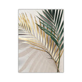 HULIANFU Nordic Wall Art Golden Palm Leaf Plant Canvas Painting Poster Print Botanical Scandinavian Decoration Picture Artwork Home Decor