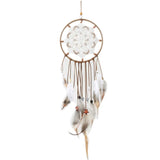 HULIANFU Mini Car Dream Catcher Beaded Natural Feathers Handcraft Chic Hanging Ornaments Mirror Room Bedroom Wall Decor