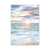 HULIANFU Sunrise Coastal Decorative Canvas Poster Blue Sea Landscape Picture Waves Canvas Painting Print Beach Wall Art Picture Home Deco