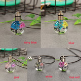 HULIANFU New Luminous Dried Flower Butterfly Glass Ball Car Pendant Car Craft Decoration Pendant Car Interior Decor Car Accessories