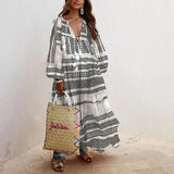 hulianfu Spring Elegant Floral Print Tassel Long Party Dress Vintage Long Lantern Sleeve Ladies Dresses Women V Neck Casual Loose Dress