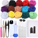 HULIANFU MIUSIE 16/25 Color Needle Felting Kit Wool Felting Tools Handmade Felt Needle Set 7pcs Pack Felting Fabric Materials Accessories