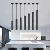HULIANFU Modern LED Pendant Light Long Tube Pendant lamp Cylinder Pipe Hanging Lamp for Living Room Kitchen Light Fixture Decor Luminaire