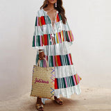hulianfu Spring Elegant Floral Print Tassel Long Party Dress Vintage Long Lantern Sleeve Ladies Dresses Women V Neck Casual Loose Dress