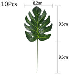 HULIANFU Tropical Palm Leaves Summer Monstera Artificial Silk Turtle Leaves For Home Hawaiian Luau Beach Wedding Party Decor Fake Plants