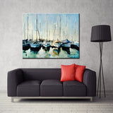 HULIANFU Wholesale High Quality handpainted Abstract boats Oil Painting On Canvas Handmade Beautiful Abstract Landscape Oil Paintings