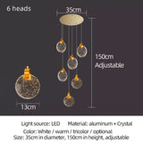 HULIANFU Modern led pendant golden villa staircase living room home decoration chandelier shopping mall crystal rope Chandelier
