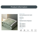 HULIANFU Summer Air Conditioning Quilt Washed Cotton Throw Blanket Quilting Thin Comforter Cooling Duvet Quilted Quilt Solid Color