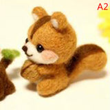 HULIANFU Non-Finished Felt Kit Cute Animal Collection Panda Squirrel Cat Penguin Doll Wool Felt Poked Kitting DIY Felting Materials