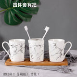 HULIANFU Wedding Set Marble Texture Ceramic Bathroom Accessories Set  Bathroom Kit Toothbrush Holder Soap Dispenser Bathroom Tray So