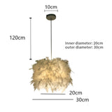 HULIANFU Mordern Feather Pendant Lamp E27 Lamp Holder Fairy Hanging Lamp Goose Feather Bedroom Dining Room Loft Chandelier Ceiling Light