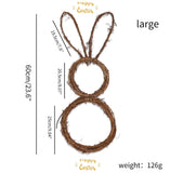 HULIANFU New Easter Bunny Wreath Decoration DIY Folded Rattan Wreath Base Easter Decorations For Home Handmade Rabbit Farmhouse Decor