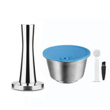 HULIANFU Refillable STAINLESS STEEL Metal Reusable Dolce Gusto Capsule Silicone Cover Dolci Gusto Coffee Machine Coffee Spoon with Clip