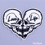 HULIANFU Patches On Clothes Stickers Hippie Rock Stripes Embroidered Patches For Clothing Iron On Patch Skull Biker Stripes for Jackets