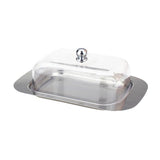 HULIANFU Stainless Steel Butter Dish Box Container Cheese Server Storage Keeper Tray With Lid Fresh Keeping Container Kitchen Dinnerware