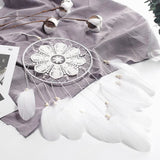 HULIANFU New Indian Style Dreamcatcher Moon Handmade Wind Chimes Wall Ornament Girls Room Decoration Feather Dream Catcher