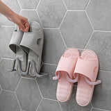 HULIANFU Wall Mounted Shoe Rack Bathroom Slippers Hanger Adhesive Slippers Shelf Home Space Saving Shoe Holder Plastic Organizer