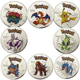 HULIANFU Pocket Monsters Gold Silver Coins Japanese Pokemon Anime Movie Around Coins Children's Cartoon Toys Small Gifts