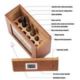 HULIANFU New Wooden Humidor Box For Cigar W/ Hygrometer Humidifier Portable Glass Window Cedar Wood Case Fit 12-25 Cigars Storage Cabinet