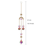 HULIANFU Metallic Hoop Moon Suncatcher Ornament Wind Chimes Crystal Prisms Hanging Rainbow Chaser Window Curtains Pendant Home Decor Gift