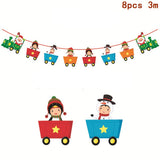HULIANFU Wooden Christmas Door Wreath Oranments Wall Xmas Dec Merry Christmas Decor For Home  Happy New Year Naviidad Door Wreath