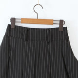 Hulianfu New Spring Summer Chic Vintage Preppy Style Striped High-Waist Pleated Mini Skirt Thin Hot Girl A-Line Skirt Women Fashion