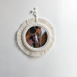 HULIANFU New arrival handmade macrame taperstry with mirror taperstry mirror wall hanging mirror Bohemian mirror