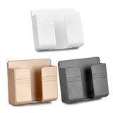HULIANFU Punch Free Wall Mounted Organizer Storage Box Remote Control Mounted Mobile Phone Plug Wall Holder Charging Multifunction hook