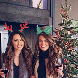 HULIANFU 2023 Christmas Headbands Christmas Tree Reindeer Antlers Hairband Xmas Party Kids Hairhoop  Christmas Glasses Photo Booth Props