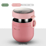 HULIANFU Portable Breakfast Cup With Lid and Spoon Multifunction Oatmeal Cup Cereal Nut Yogurt Mug Snack Cups Small lunch box soup bowl
