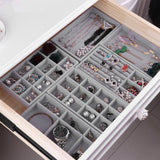 HULIANFU Jewelry Box Showcase Drawer Storage Multi-Grids Classification Storage Flannel Necklace Rings Earrings Storage Case for Home