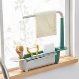 HULIANFU Telescopic Sink Shelf Kitchen Sinks Organizer Soap Sponge Holder Sink Drain Rack Storage Basket Kitchen Gadgets Accessories Tool