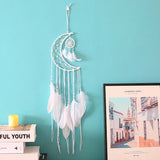 HULIANFU Original silver gray dream catcher 2 ring Indian feather hanging art gifts to bestie friends creative valentine's day gifts