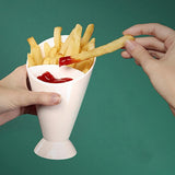 HULIANFU Plastic Cup Self Stand 2 in 1  French Fries Shelf Holder Assorted Sauce Chips Snack Cone Dip Cup Tableware Two Cup-mouth Kitchen