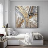 HULIANFU New Design High Quality Hand-painted Modern Golden Oil Painting on Canvas Modern Art Oil Painting for All Kinds of Wall Decor