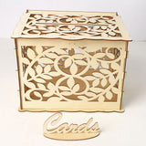 HULIANFU Wedding Card Boxes Wooden Box Wedding Supplies DIY Couple Deer Bird Flower Pattern Grid Business Card Wooden Box