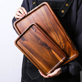 HULIANFU Japanese-style household acacia wood, rectangular and round trays, cup holders, cups, tea cups, snack trays, pizza trays