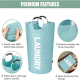 HULIANFU Large Laundry Basket ,Waterproof Laundry Hamper, Laundry Bag with Padded Handles, Folding Washing Bin,Collapsible Laundry Basket
