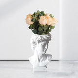 HULIANFU New Creative David Sculpture Resin Pen Holder Desk Organizer Makeup Brush Organizer Flower Pot Vase Resin Art Craft Decor